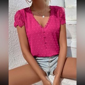 Boho Swiss dot button detail blouse